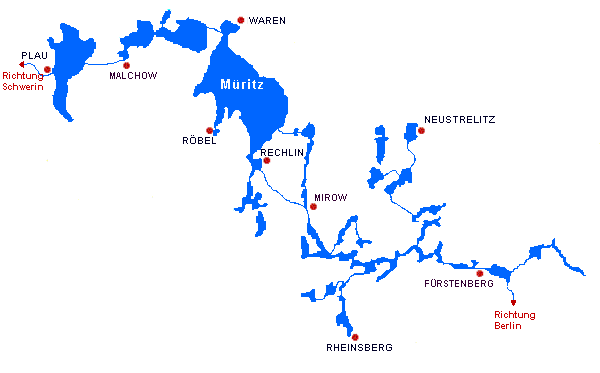 Karte Mecklenburger Seenplatte